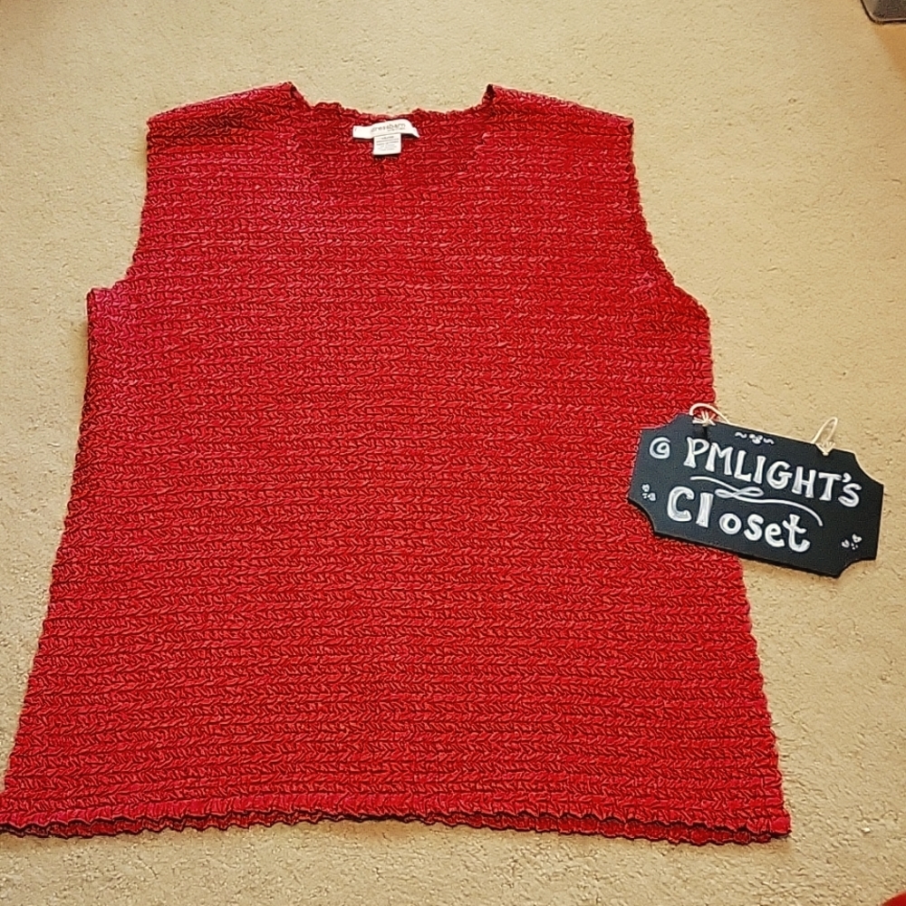 Dress Barn Woman Sleeveless Top Red Gathered 14/16